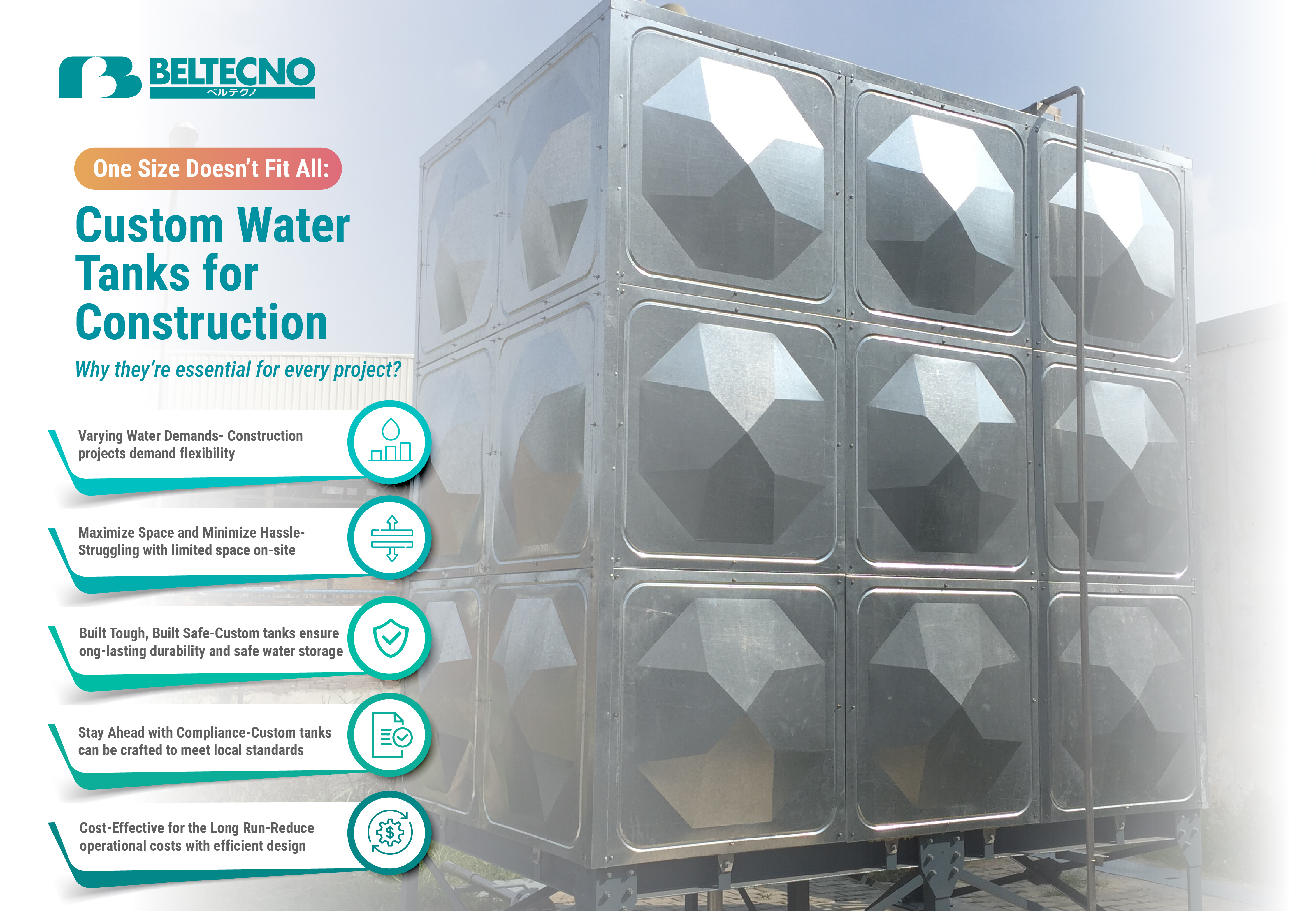 An image showing Custom Water Storage Tanks Needs in the Construction Industry